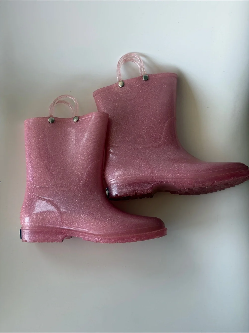 Glitter Pink Kids Pull-On Rain Boots size 3